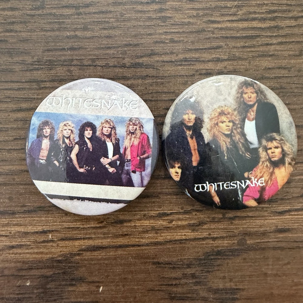 Vintage Whitesnake Pinback Button Lot Set Of 2 Hair Metal Band Rock Band 1980s